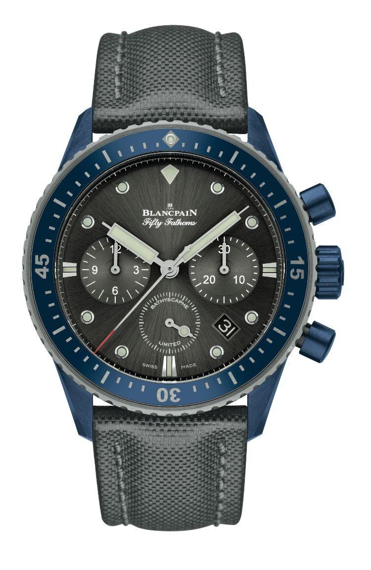 fronte Fifty Fathoms Bathyscaphe Chronographe Flyback Blancpain Ocean Commitment II