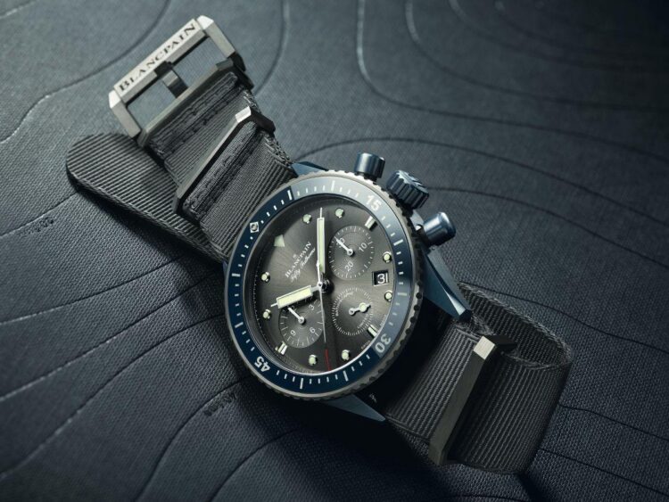 orologio Fifty Fathoms Bathyscaphe Chronographe Flyback Blancpain Ocean Commitment II