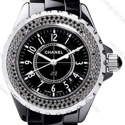 Scheda orologio Chanel J12 Ceramica nero Diamanti Serti neri #6196 Orologio Chanel J12 Ceramica nero Diamanti Serti neri #6196