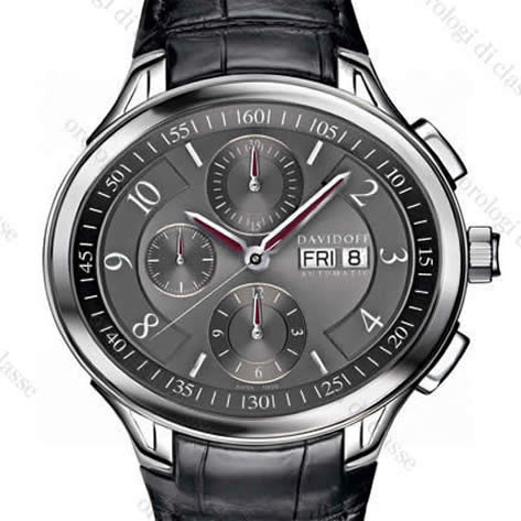 Scheda orologio Davidoff Gent automatic chronograph slate grey dial black alligator strap #6478 Orologio Davidoff Gent automatic chronograph slate grey dial black alligator strap #6478
