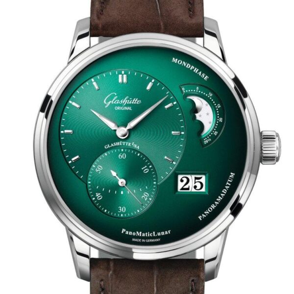Glashütte Original PanoMaticLunar 2020 quadrante verde cinturino