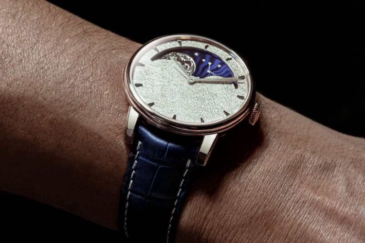 al polso Arnold & Son Perpetual Moon Obsidian
