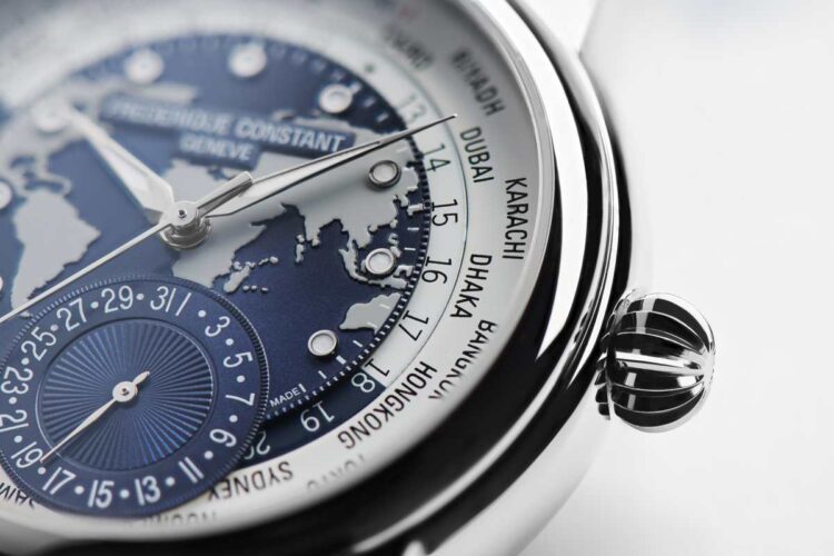 Frederique Constant Classic Worldtimer Manufacture fianco cassa