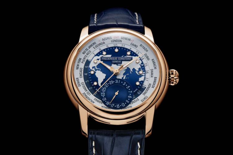 Frederique Constant Classic Worldtimer Manufacture oro fronte