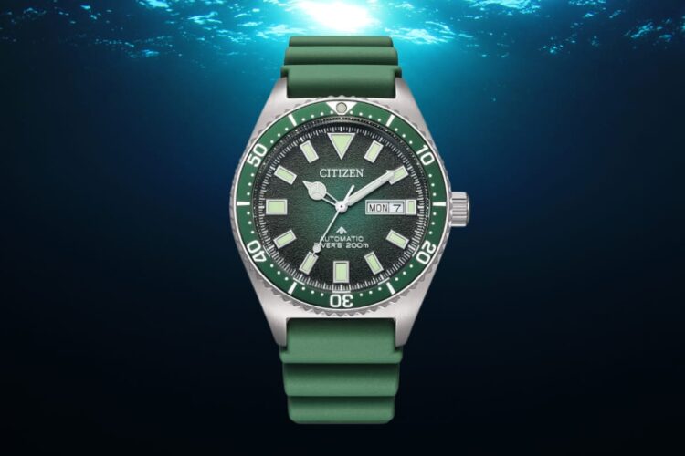Citizen Promaster Automatic Diver NY0121-09X Citizen Promaster Automatic Diver NY0121-09X verde con cinturino in gomma.