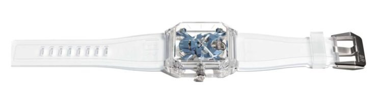 Bell & Ross BR01 Cyber Skull Saphire Ice Blue vista laterale