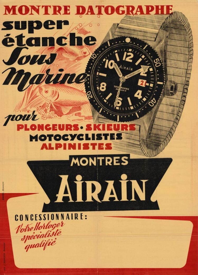 Airain Sous Marine pubblicità d'epoca