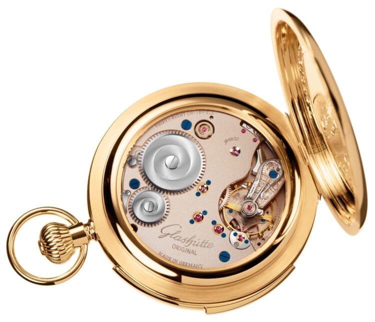 Glashütte Original Calibro 84-01 Movimento di manifattora Glashütte Original calibro 84-01 platina 3/4 ruote bariletto rifinite a raggi di sole ponte del bilanciere filigranato