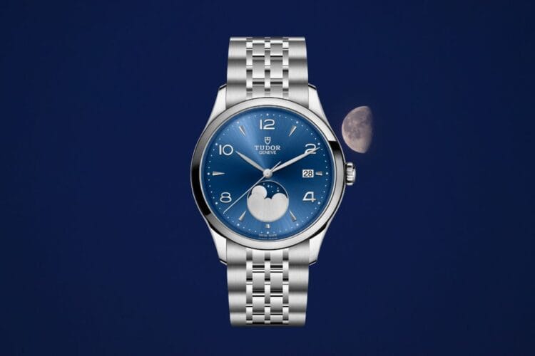 Tudor 1926 Luna primo fasi lunari del marchio nuovo orologio Tudor 1926 Luna con quadrante blu e bracciale in acciaio sette maglie
