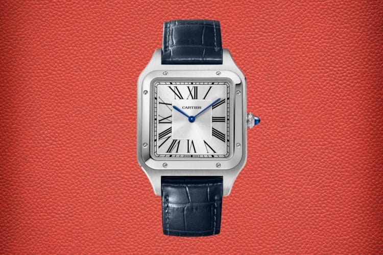 Cartier Santos-Dumont: il modello manuale XL che incarna l'eleganza discreta Cartier Santos-Dumont Extra-Large in acciaio con quadrante argentato satinato effetto soleil e movimento a carica manuale.