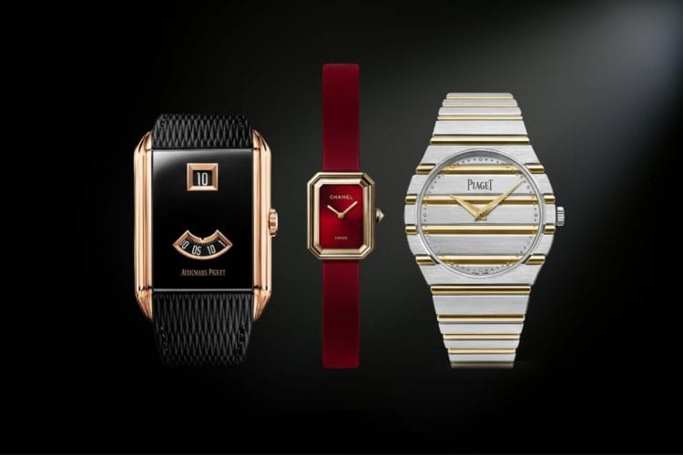 Migliori nuovi orologi 2026 Copertina articolo selezione migliori nuovi orologi 2026 in continuo aggiornamento, da sinistra Audemars Piguet Neo Frame Jumping Hour. Chanel Première Ribbon Red, Piaget Polo 79 Two-Tone.