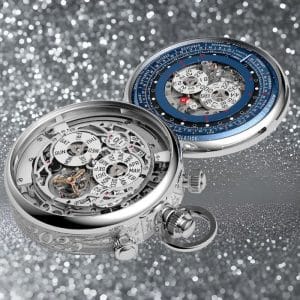 Novità Audemars Piguet 2026: il movimento a vista dell'orologio da tasca 150e Héritage in platino.