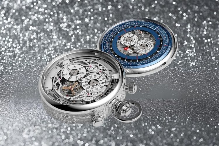 Novità Audemars Piguet: il movimento a vista dell'orologio da tasca 150e Héritage in platino.