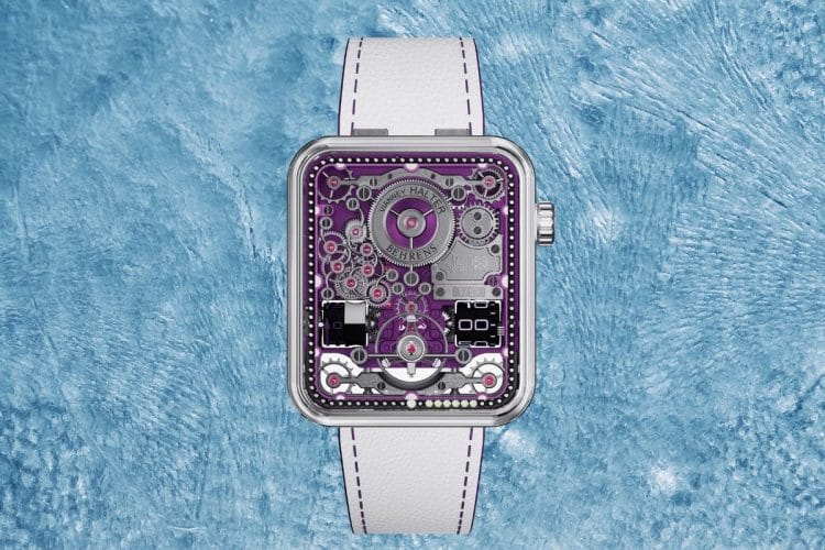 Behrens KVH x Vianney Halter Behrens KVH x Vianney Halter con platina viola e sfondo ghiaccio.