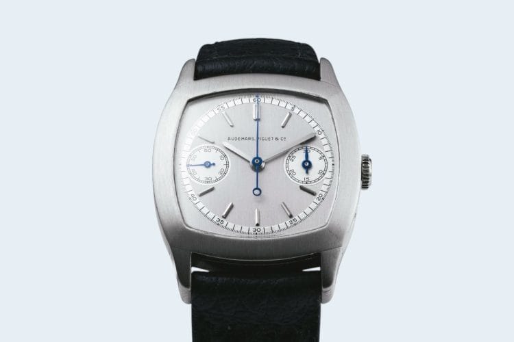 Audemars Piguet monopulsante 1930 ref. 41.849 in vendita da Christie's Audemars Piguet monopulsante Coussin Tortue del 1930 in cassa di platino all'asta da Christie's a Ginevra.