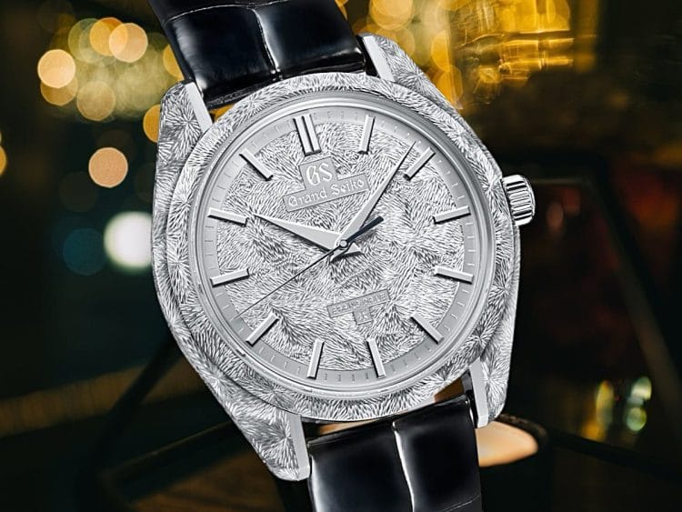 Grand Seiko Masterpiece "Mystic Waterfall" SBGZ011 2026: cassa in platino 950 con quadrante e cassa interamente incisi a mano, ispirato alla cascata di Tateshina Otaki, presentato a Watches and Wonders 2026.