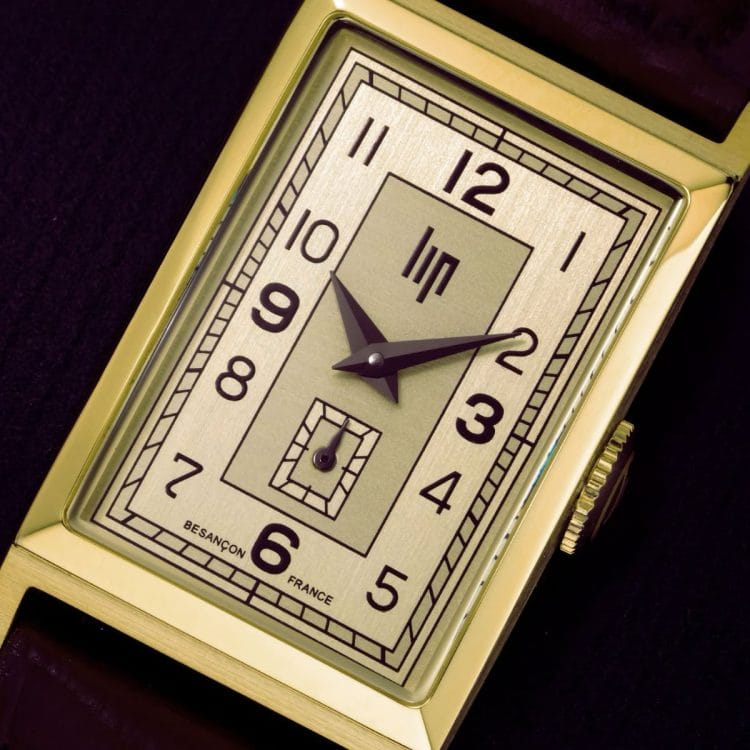 LIP Churchill T18 – Dettaglio quadrante Art Déco, Besançon France Quadrante Art Déco del LIP Churchill T18, riedizione del modello offerto a Winston Churchill nel 1948.