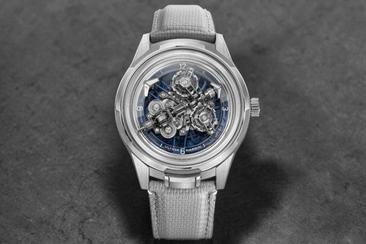 Ulysse Nardin Super Freak – Watches and Wonders 2026 Ulysse Nardin Super Freak 2026: doppio tourbillon automatico su disco in Nanosital blu, cassa in oro bianco 18k, uno dei migliori orologi di Watches and Wonders 2026.