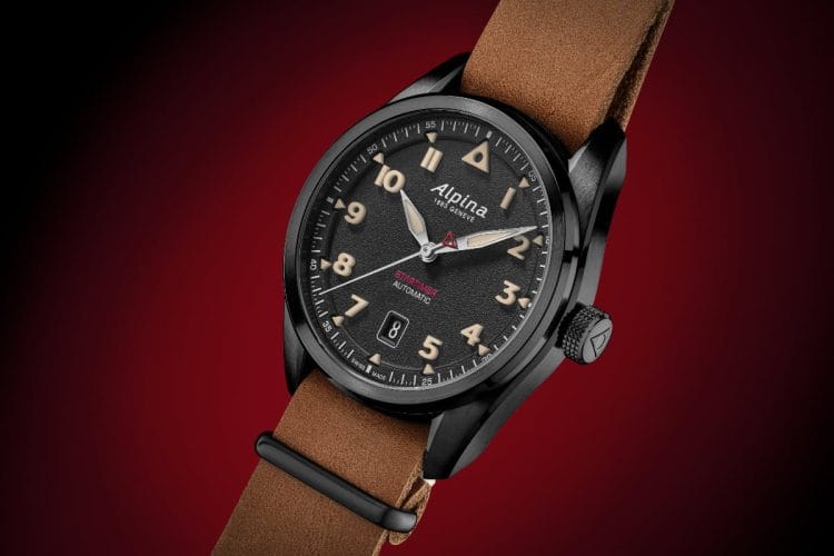 Orologio Alpina Startimer Pilot Automatic 2026 vintage full black con cassa in acciaio PVD nero e cinturino NATO in pelle (referenza AL-525BW4SB36).