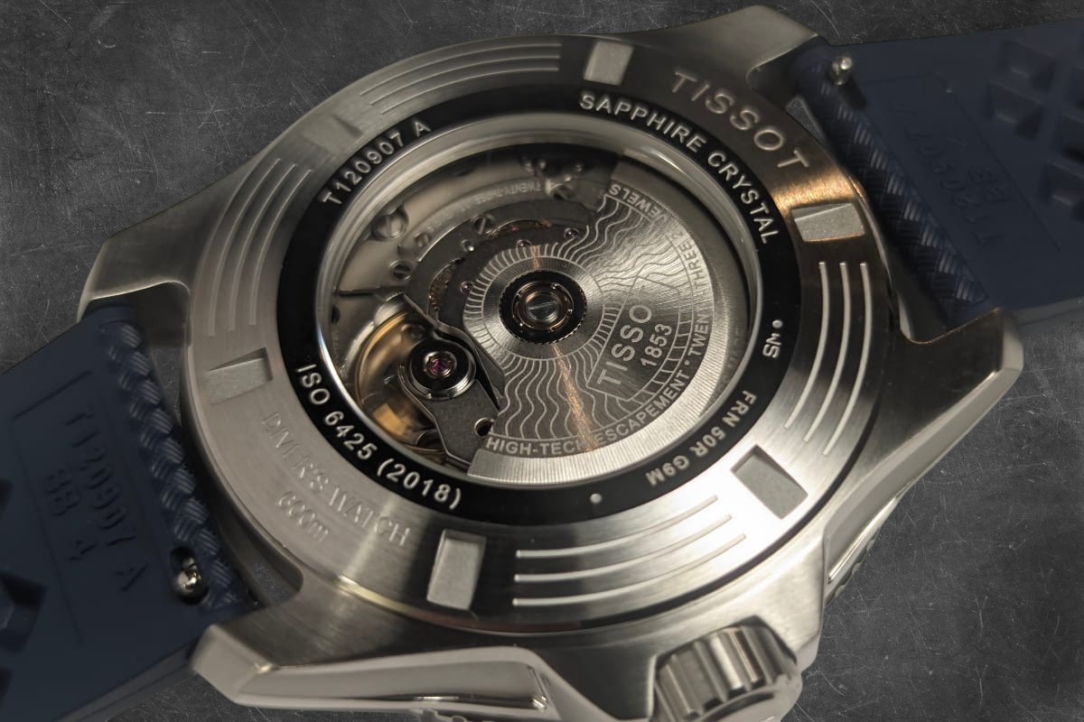 Tissot Seastar 2000 Professional fondello zaffiro Powermatic 80 Fondello trasparente del Tissot Seastar 2000 Professional 2026 con movimento Powermatic 80