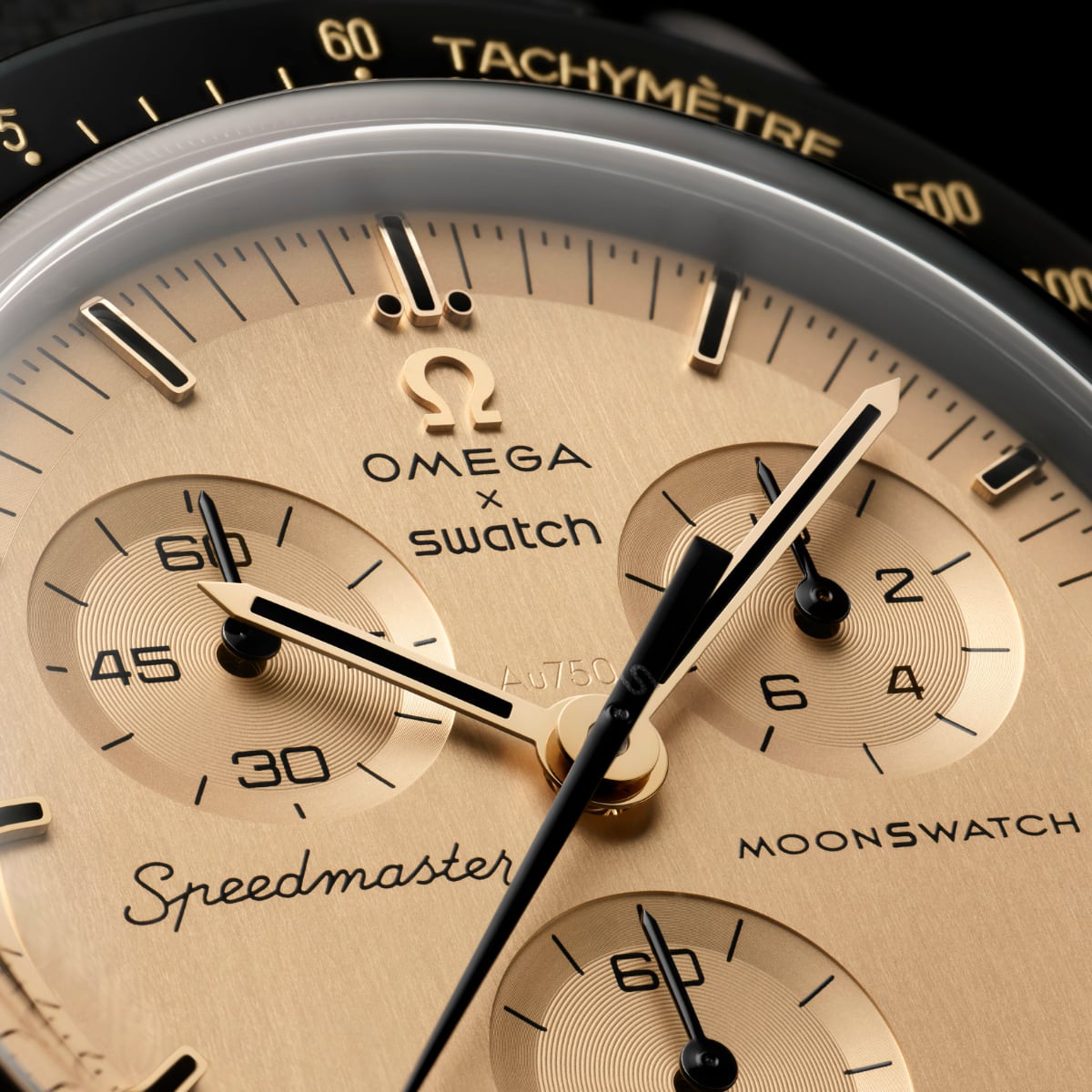 Quadrante del Swatch Mission To The Moon 1969 Quadrante in Moonshine Gold del Swatch Mission To The Moon 1969