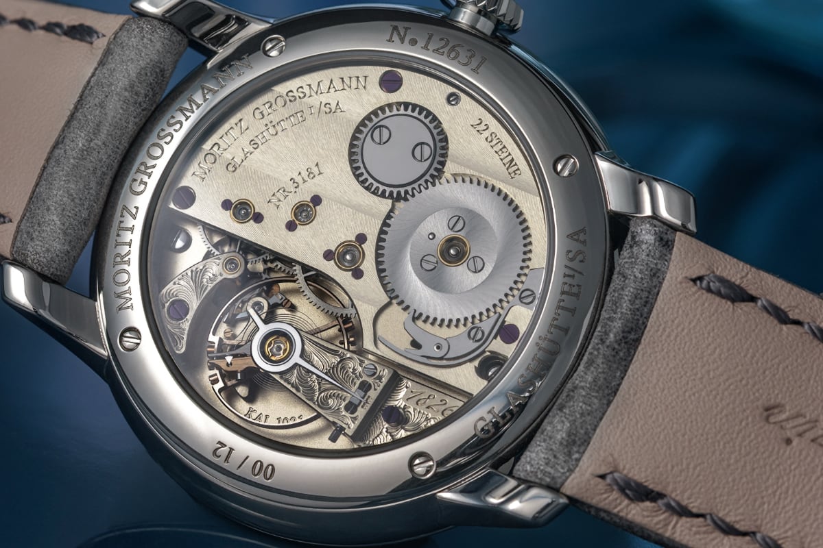 Calibro Moritz Grossmann 102.1 Calibro manuale Moritz Grossmann 102.1 visibile dal fondello del TEFNUT 36