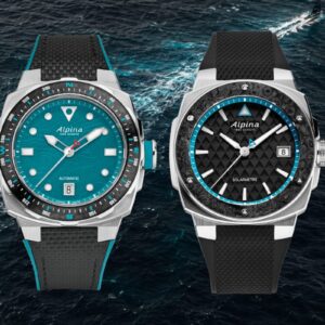 Alpina Seastrong Extreme Automatic e Alpiner Extreme Solarmetre Route du Rhum 2026 sullo sfondo dell’oceano.
