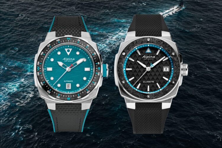 Alpina Seastrong Extreme Automatic e Alpiner Extreme Solarmetre Route du Rhum 2026 sullo sfondo dell’oceano.