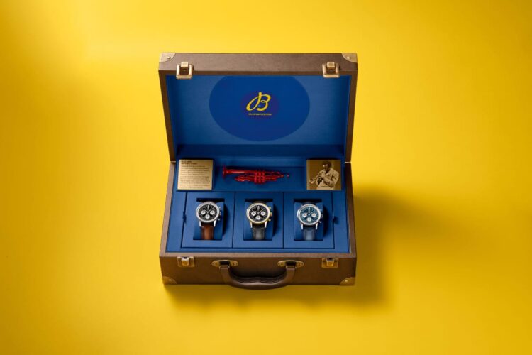 Breitling Miles Davis Lifetime Club Member Set Breitling Miles Davis Lifetime Club Member Set con tre Navitimer in acciaio, oro giallo e platino.