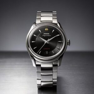 ossil Signature CS-1 automatico svizzero quadrante nero bracciale acciaio Swiss Made