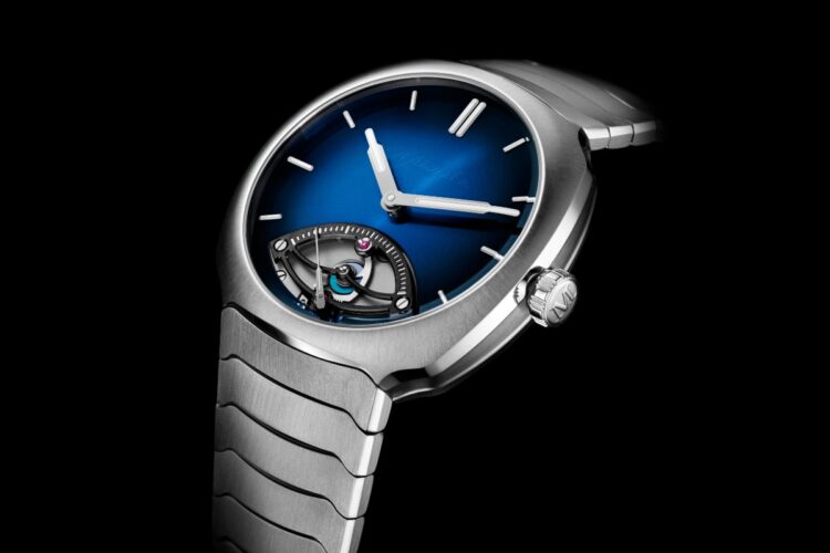 H. Moser Streamliner Secondi Retrogradi – ref. 6252-1200 H. Moser Streamliner con quadrante Midnight Blue fumé, secondi retrogradi a ore 6 e bracciale integrato in acciaio.