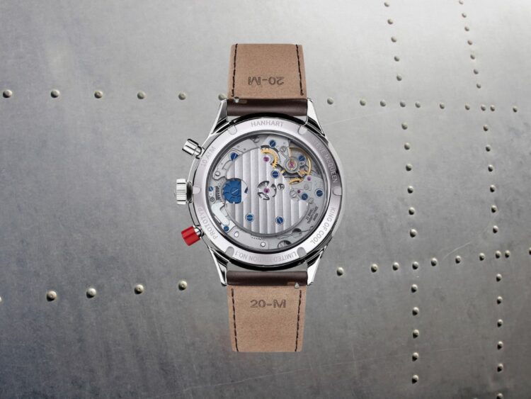 ES Steve McQueen con calibro flyback Sellita AMT5100 M Hanhart 417 ES Steve McQueen – calibro AMT5100 M Fondello dell'Hanhart 417 ES Steve McQueen con calibro flyback Sellita AMT5100 M.